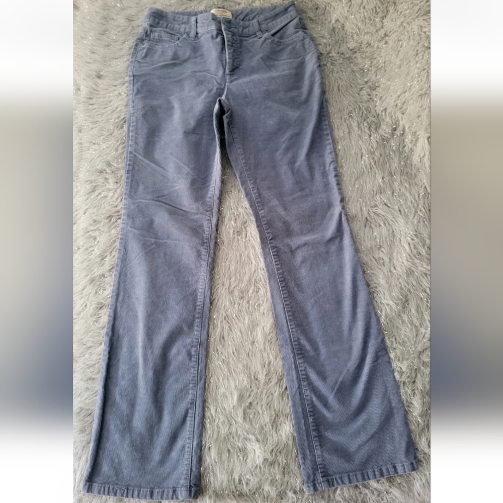 St. Johns Bay Blue Straight Fit Secretly Slender Boot Cut Flare Corduroy Jeans 8
